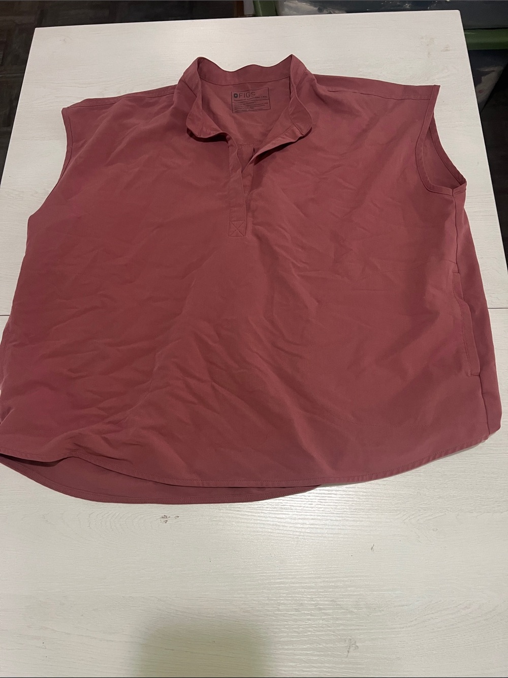 Figs Rose Sleeveless V-Neck Tank Top - Picture 3 of 8